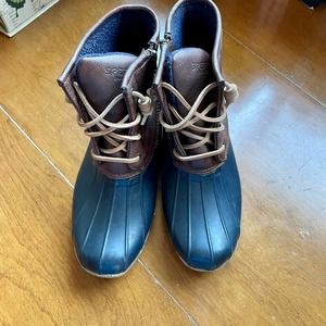 Rubber Boots Girls Size 5 Sperry Saltwater Boot Navy 2 Tones Blue Brown Shoes